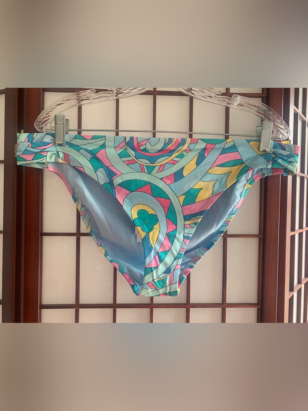 NWT Jessica Simpson Powder Blue Multi Color Bikini Bottoms in Size XL